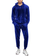 Mens 2 Piece Velour Tracksuit Hoodies Jackets Pants Velvet Jogging Suits Swea...