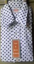 Vintage 1970s NOS Disco Shirt Polka Dot B/W Sz Lg Martini Korea Deadstock