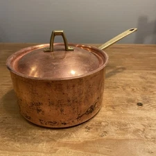 Paul Revere 2Qt Limited Edition Copper Brass Stainless Steel Sauce Pan W/Lid Vtg