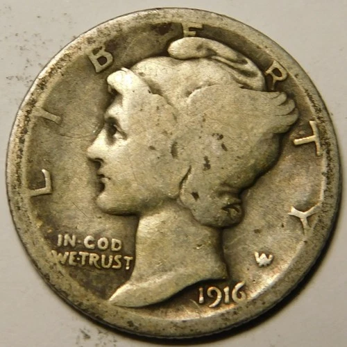 1916 P Mercury Dime AG - G   "Actual Coin Pictured - Not Cleaned"