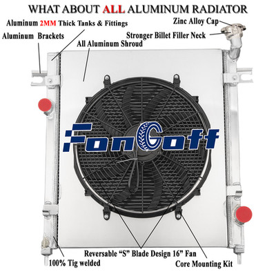 3-Row Aluminum Radiator Shroud Fan Fits 2008-2013 JEEP Liberty 3.7L V6 NEW