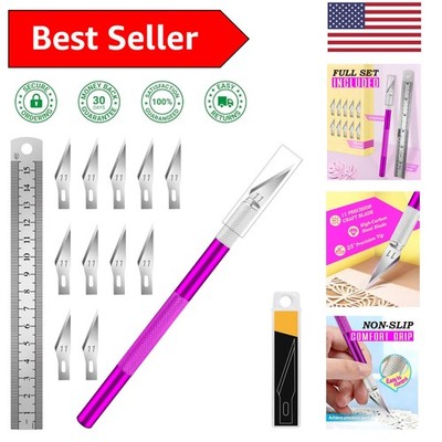 Razor-Sharp Crafting Knife with Extra Blades & Ruler - Ideal for DIY Projects