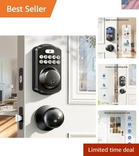 Smart Deadbolt with Auto-Lock Backlit Keypad - Easy Installation, Matte Black