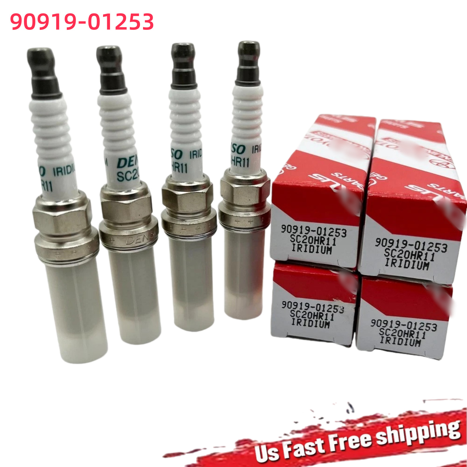 4X Original Iridium Spark Plugs DENSO SC20HR11 for Nissan Scion 90919-01253