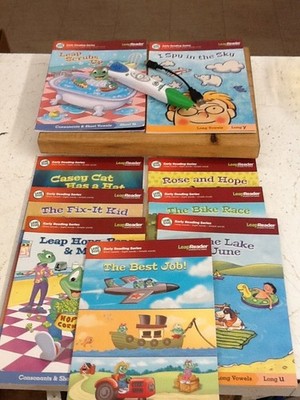 LeapFrog LeapReader Learn to Read Pen & 9 Book Lot Early Reading Series Tested