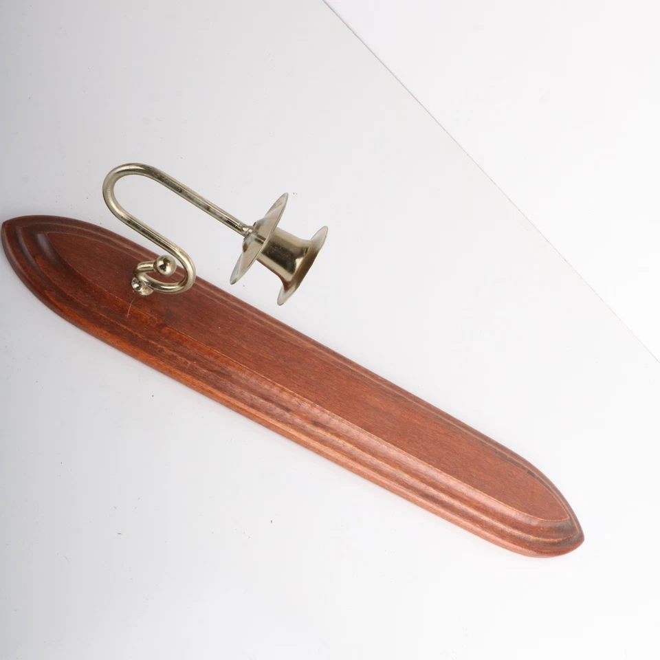 Wall Sconce Candle Holder Votive Cup Brown Wood Brass - Image 2 of 4