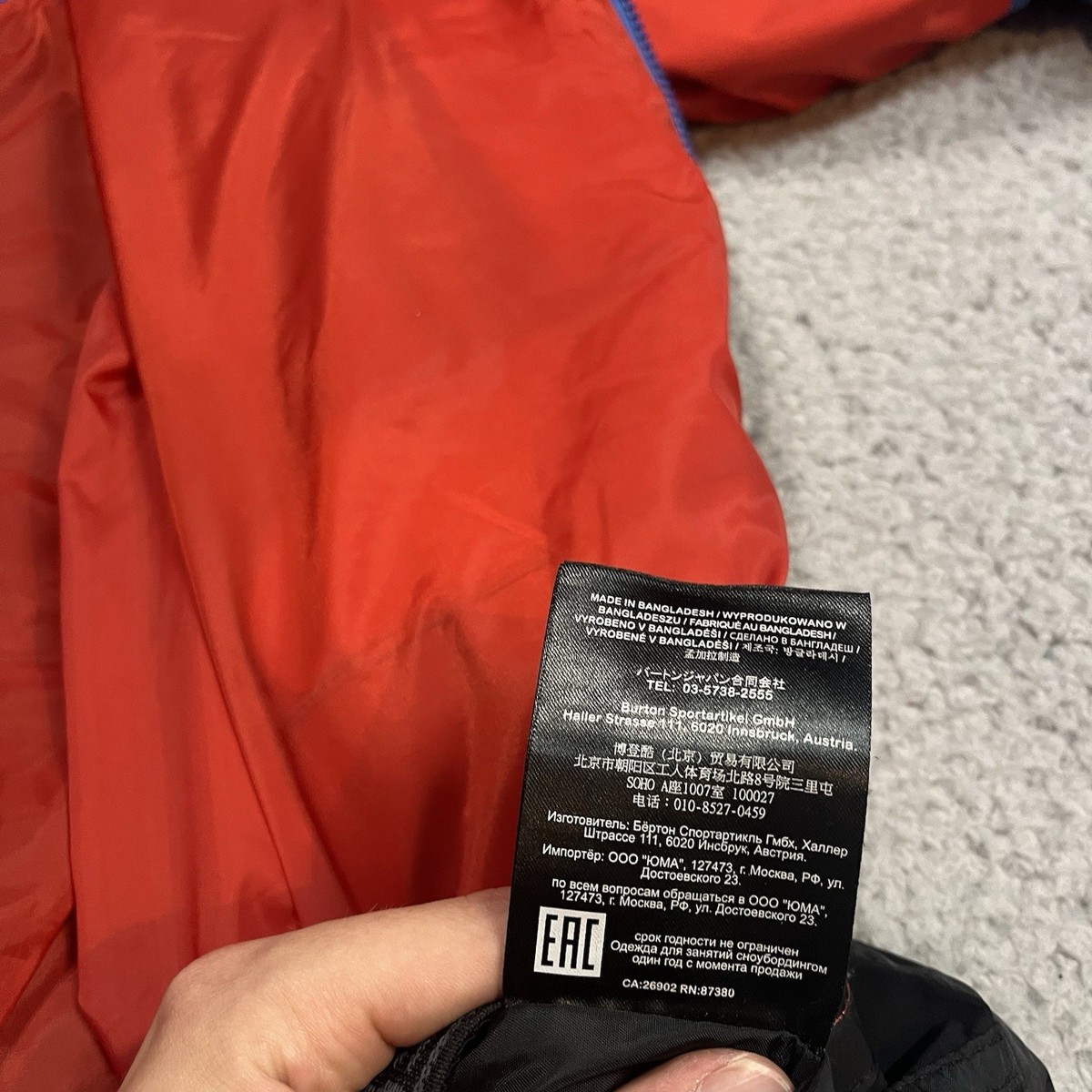 Burton Jacket Mens Medium Orange Blue Dryride Full Zip Hooded Ski