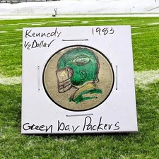1983 Kennedy 50c Green Bay Packers Hand Painted by Jim/Max Tarantula #008 + COA