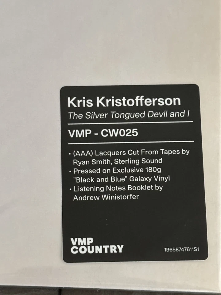 Kris Kristofferson The Silver Tongued Devil And I 180 Gram Black & Blue Vinyl - Image 3 of 4