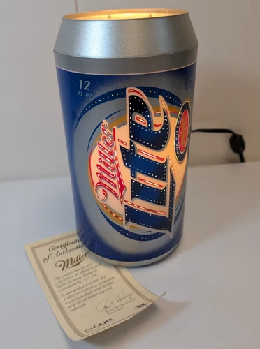 Vintage 2001 Miller Lite Motion Bar Light Lamp Promo Beer 3D Can 10” With COA
