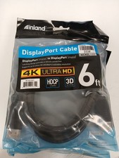 Inland DisplayPort Male/Male Cable 4K Ultra HD Nickel Plated, 6ft