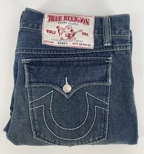 True Religion Bobby Mens Jeans Made in USA World Tour 42x34 Relaxed Blue