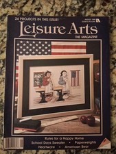 Leisure Arts Magazine Aug 1989 24 Projects CrossStitch Crochet Knitting Crafts