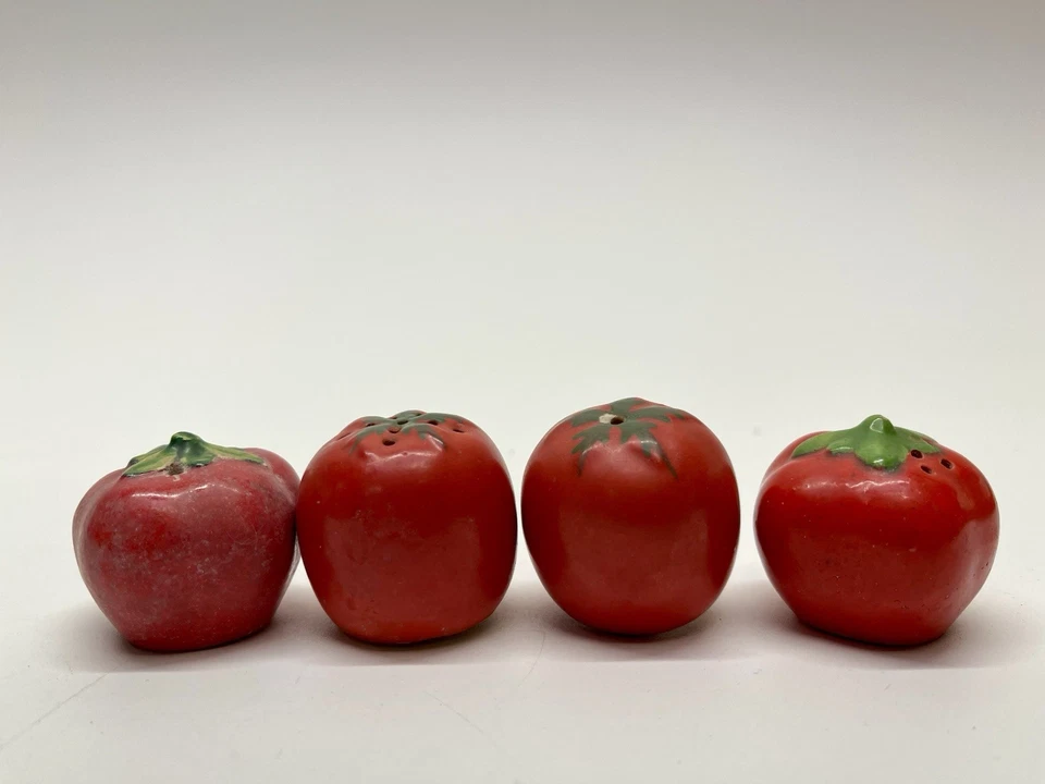 Vintage 1930s Pottery Carlton Ware Red Tomatoes Cruet Salt Pepper Shakers - Image 2 of 4
