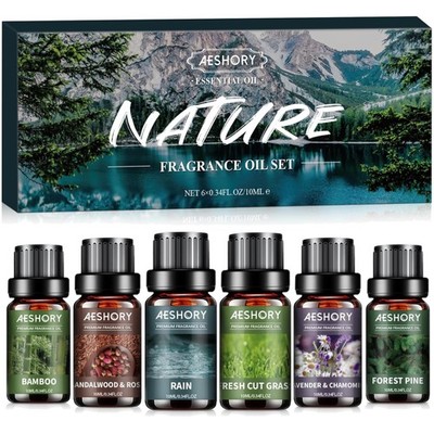 Ätherische Öle Set Diffuser Aromatherapie Duftöl Geschenkset Bambus Regen Wal...