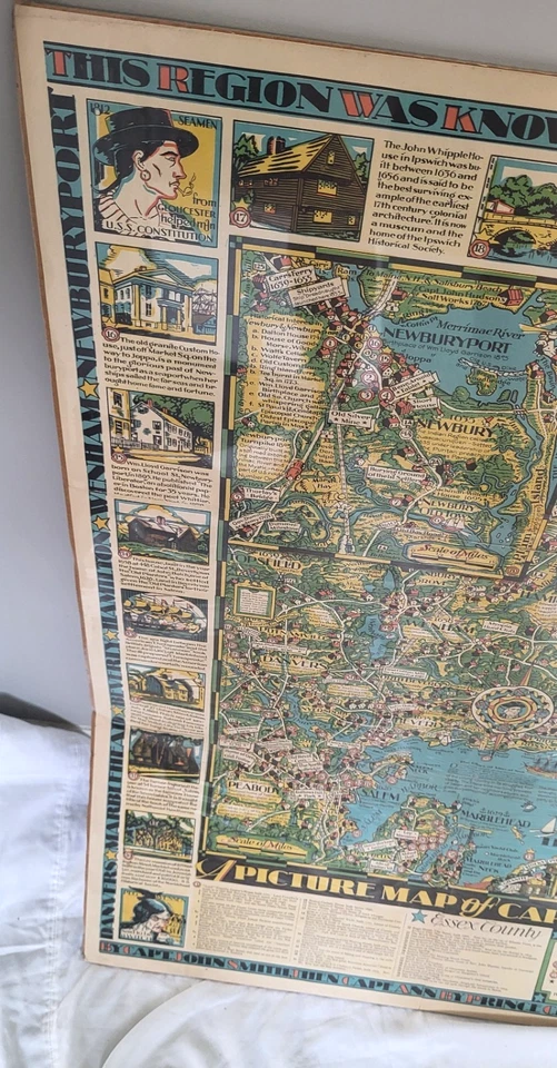 VTG 1934 PICTURE MAP OF CAPE ANN AND NORTH SHORE MASSACHUSETTS By ERROL GOFF - Image 3 of 4