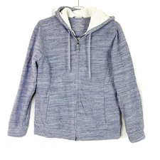 L.L.Bean Periwinkle Women's Small Zip Sherpa Sweatshirt Jacket Blue Purple 