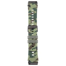 Fitbit Versa / Versa 2 Black / Green Camouflage Print Silicone Watch Band Strap