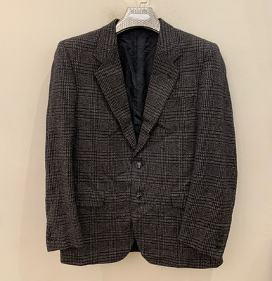 Vintage Issimo pure wool glen check charcoal classic jacket blazer 38R