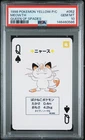 1998 POKEMON YELLOW VERSION PLAYING CARDS QUEEN OF SPADES #052 MEOWTH PSA 10