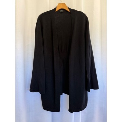 Talbots Woman Black 100% Merino Wool Open Front Cardigan Size 3X