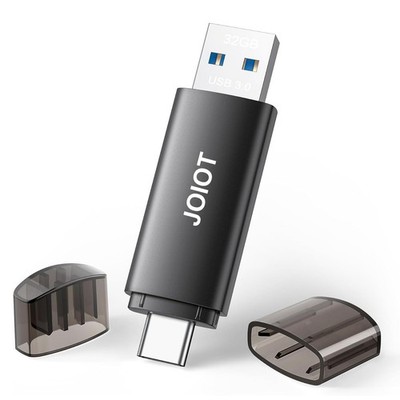 JOIOT USB-Stick 32GB Dual-Interface USB-A&USB-C 3.0 32GB, schwarz 1er Pack 