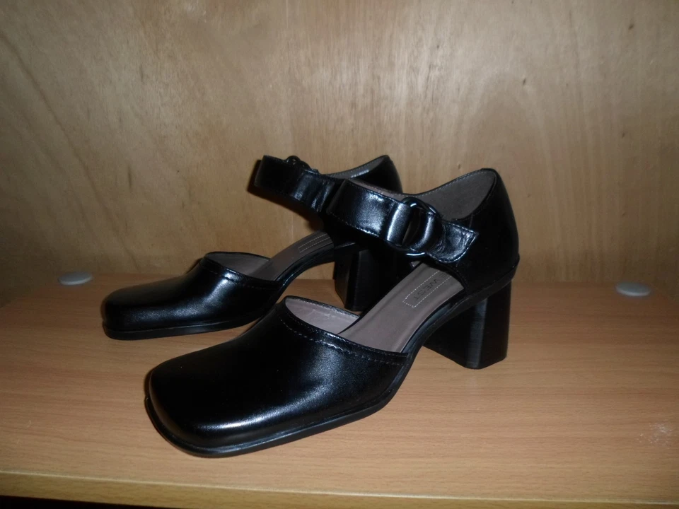 escarpins babies Nine West cuir femme 38 neuves noires talons carrés - Photo 4/4