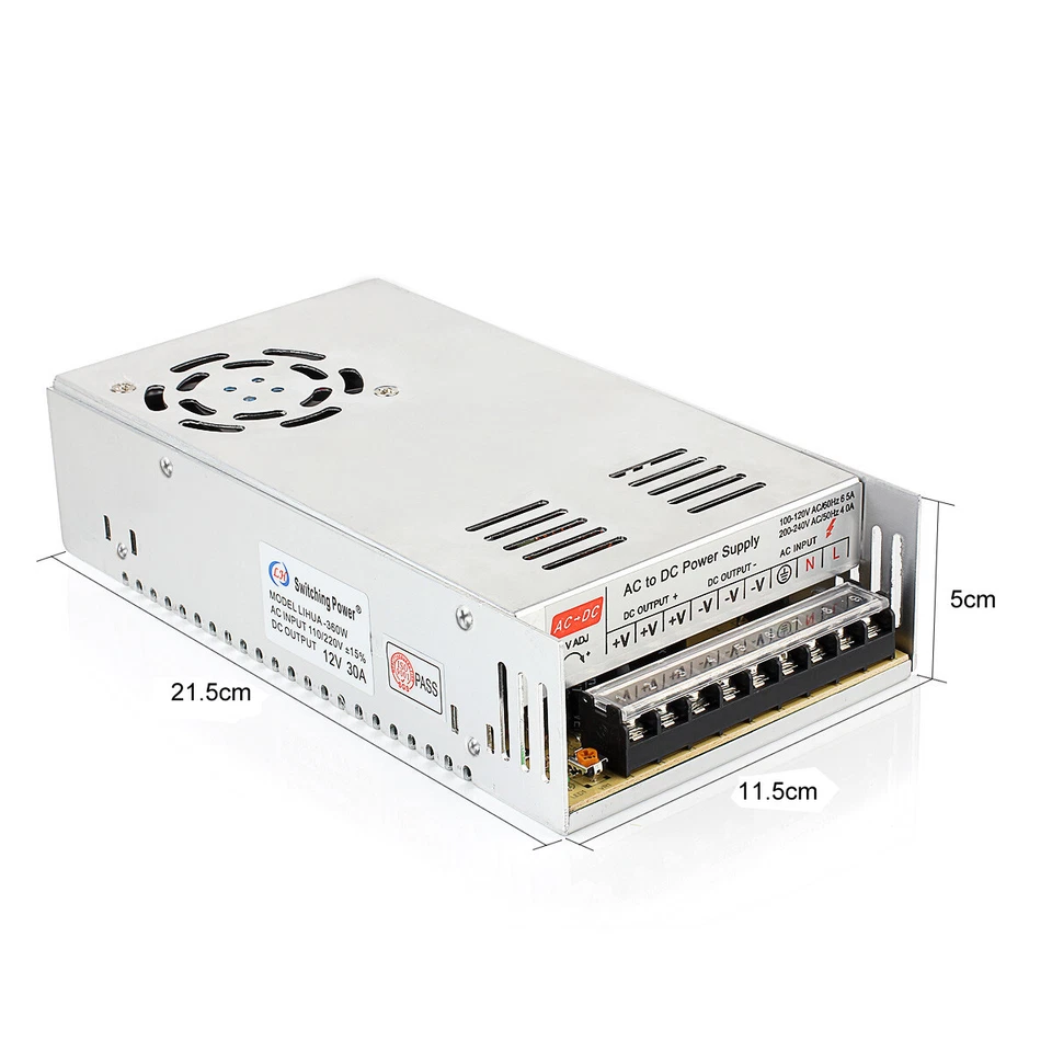 Fuente de alimentación conmutada universal CA 110-240V a DC 12V 30A 360W adaptador controlador Foto 3 de 4