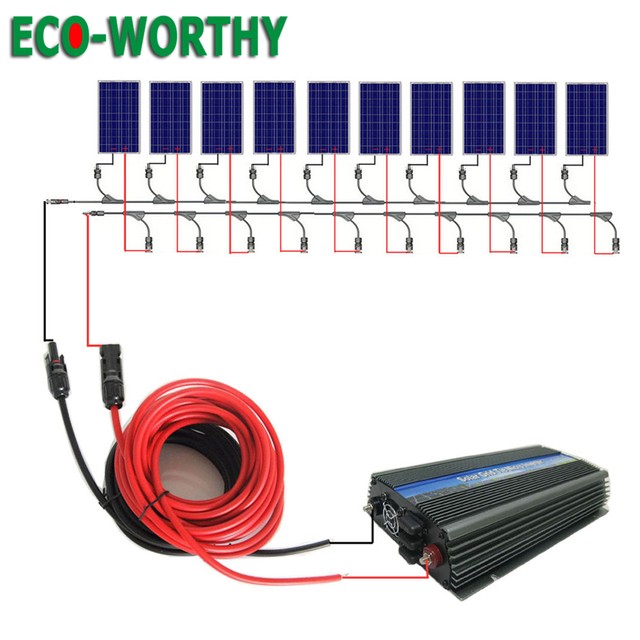 1KW Grid Tie Kit: 10x100W Poly Solar Panel W/ Inverter for 12V Home