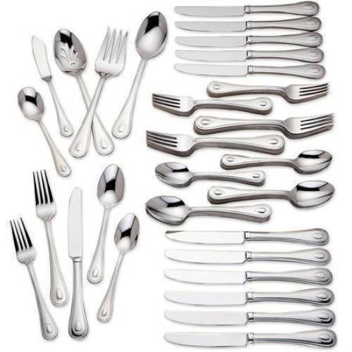  FRENCH PERLE PEARL 65 piece set Service for of 12 Stainless Flatware NEW Lenox