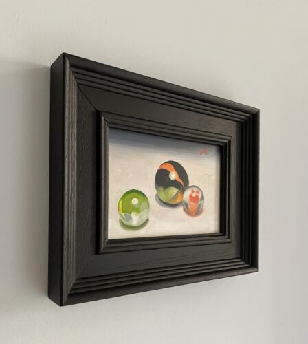 Still Life Three Marbles original art oil painting. - Picture 3 of 4