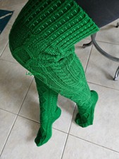 Cable Knit Over The Knee High Socks Womens OTK Tall Boot Neon School Girl Tassel