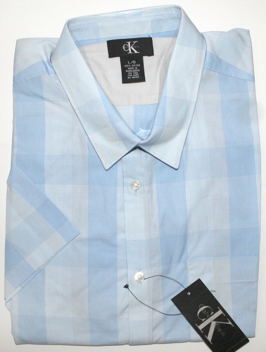 calvin klein short sleeve dress shirt Mens Calvin Klein White Relaxed Cotton Blend Short Sleeve Shirt XS