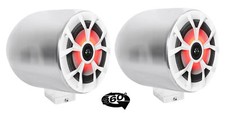  2 Rockville 6.5" LED 360  Degree Swivel Chrome Surface Mount Boat Speakers