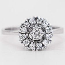 Gr. 57 - Vintage Entourage Brillant 0,50 ct. Ring Diamant Weißgold 585/14K Zert.