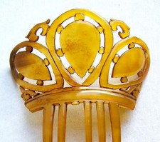 Carved steer horn hair comb AS FOUND - NO US IMPORT FEES