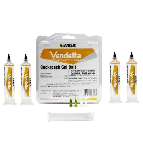 Vendetta Cockroach Bait Gel ( 4 Tubes + Plunger + Tip ) Kills Roaches