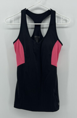 Kenneth Cole Activewear Racer Back Padded Tank Top Womens Size Medium Black Pink