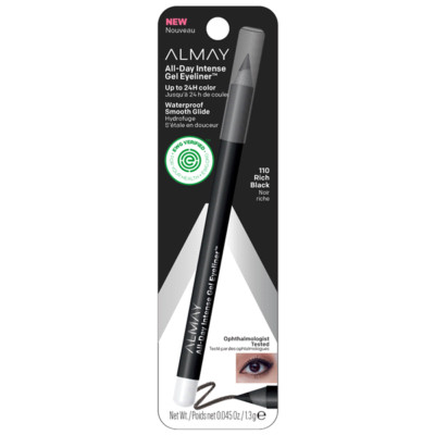 Almay All-Day Intense Gel Eyeliner #110 Rich Black. Glatte kräftige cremige Farbe.