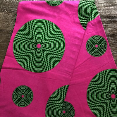 African print fabric, Ankara fabric, Pink Green circles, Tribal print  fabric | eBay