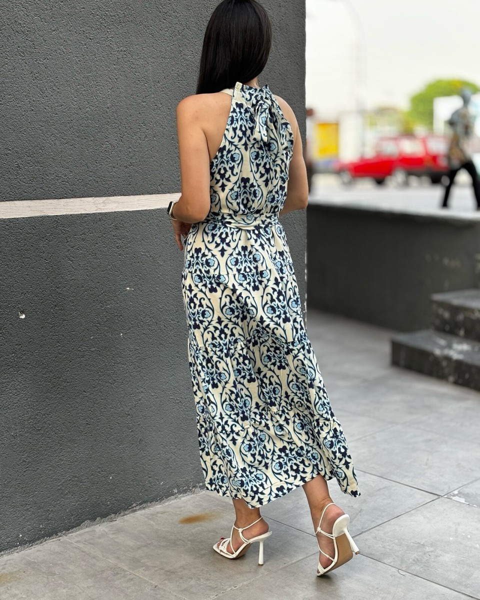 Zara ZW Collection Printed Halter Dress Blue White Size S M XL 5598/045 New  | eBay UK