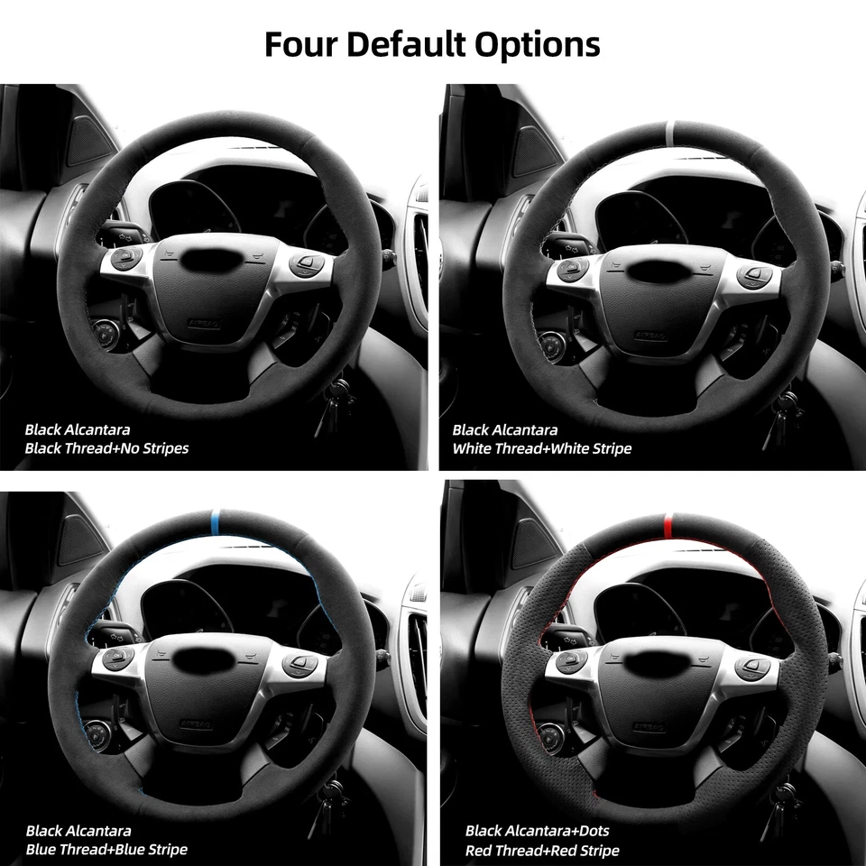 Hand Stitch Alcantara Steering Wheel Cover For Ford Focus 3 ST C-Max Energi Kuga - Image 4 of 4