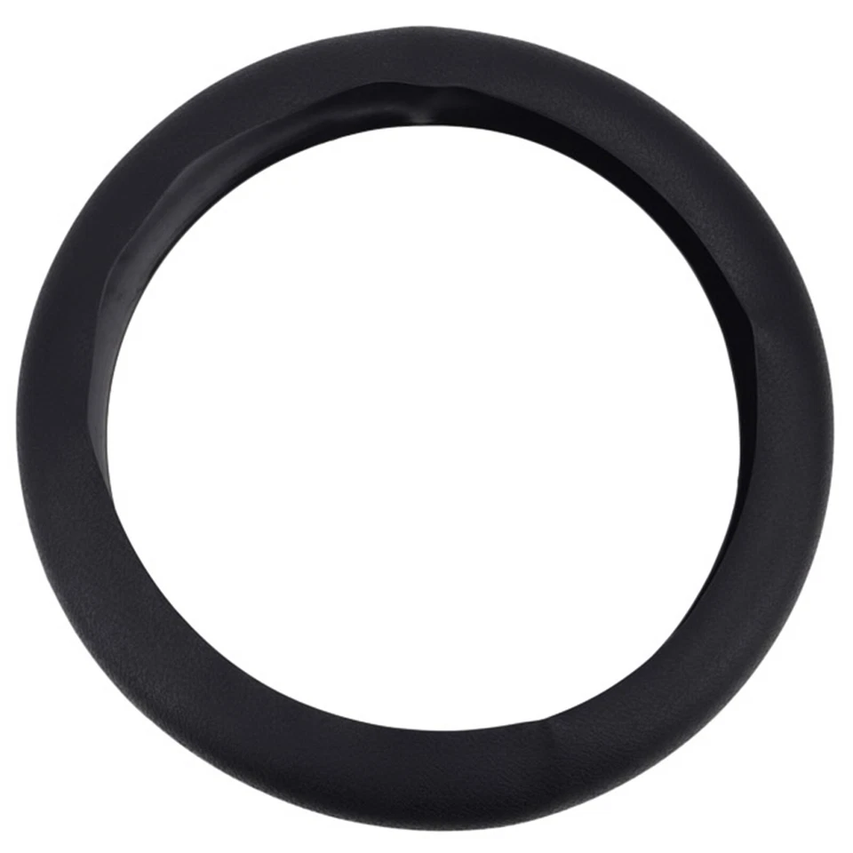 14" - 16" Car Soft Silicone Steering Wheel Cover Black Leather Texture Trims Foto 2 de 4