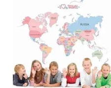 World Map Colorful Letter Wall Sticker For kids Room Home Decor Bedroom USA SELL