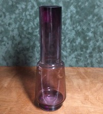 Tall Mid Century Amethyst 11-inch Modern Art Glass Vase Handmade in Poland
