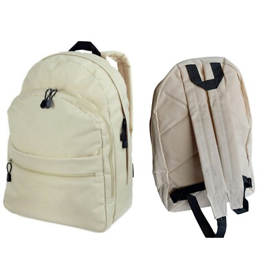 Tasche Rucksack Backpack Beige Creme Schule College Gym Unisex Erwachsene Kinder Reise