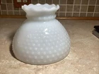 Vintage HOBNAIL 8” Fitter Base Milk Glass  Oil Glass Lamp Shade 6” Tall