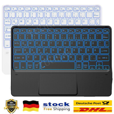 Beleuchtet Touchpad Tastatur Keyboard Bluetooth PC iPad QWERTZ Layout Deutsch DE