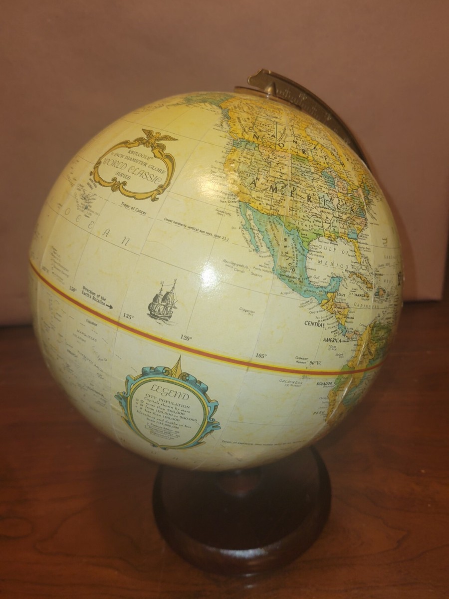 Replogle 9 Inch Diameter Raised Relief World Globe Classic Series
