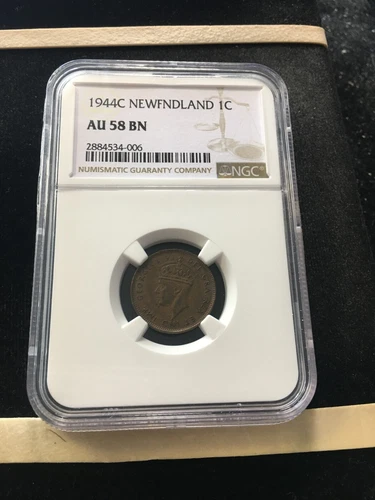 1944C  NGC Graded Newfoundland One Cent **AU-58**